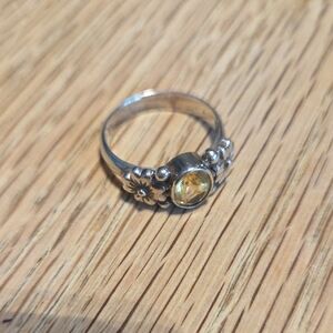 925 Solid Silver Citrine Ring Size 8